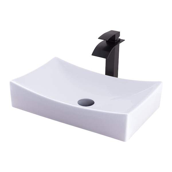 Novatto Porcelain Vessel Sink Combo with Oil Rubbed Bronze Faucet, Drain and Sealer NSFC-01141136ORB - main
